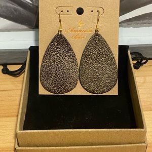Amanda Blu Leather Teardrop Earrings in Gold